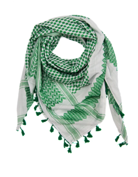 Official Green and White Hirbawi Kufiya / Keffiyeh - Palestinian Scarf